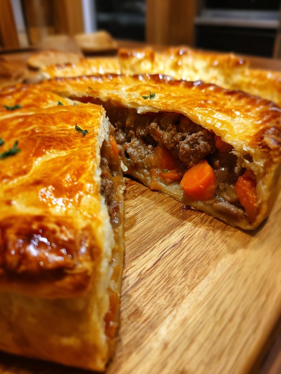 steak and sausage pie - detail 1