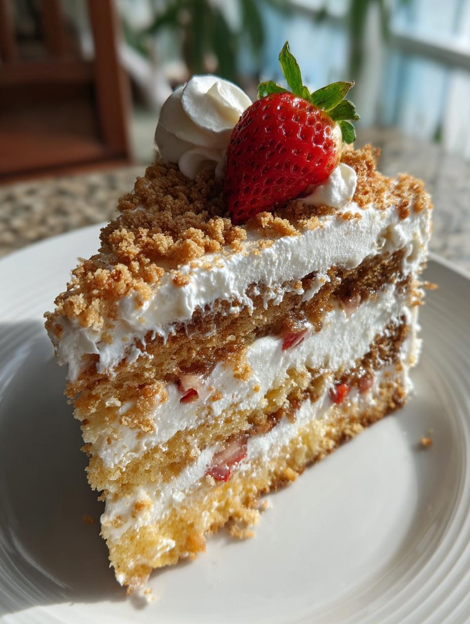 strawberry crunch cake - detail 1