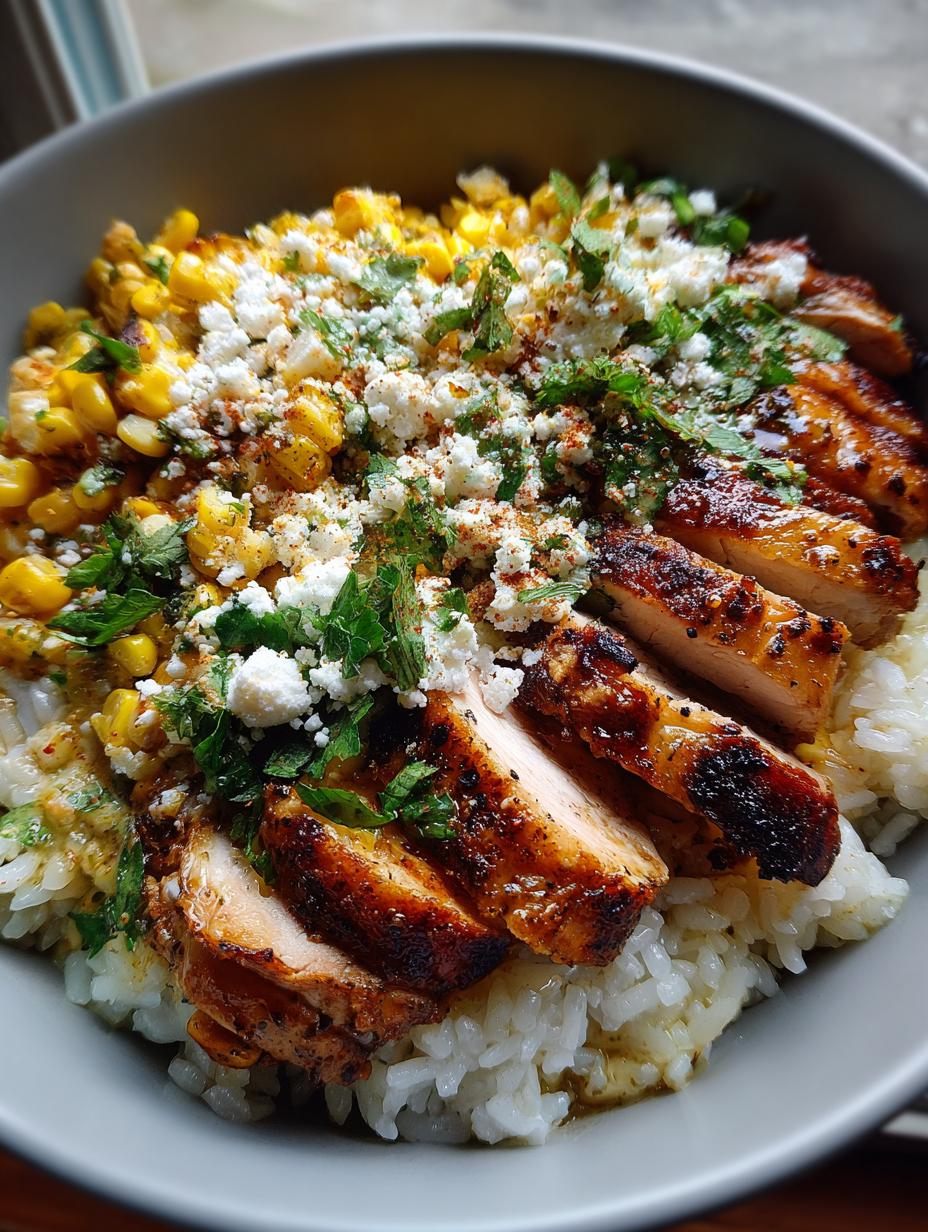 street corn chicken rice bowl - detail 1