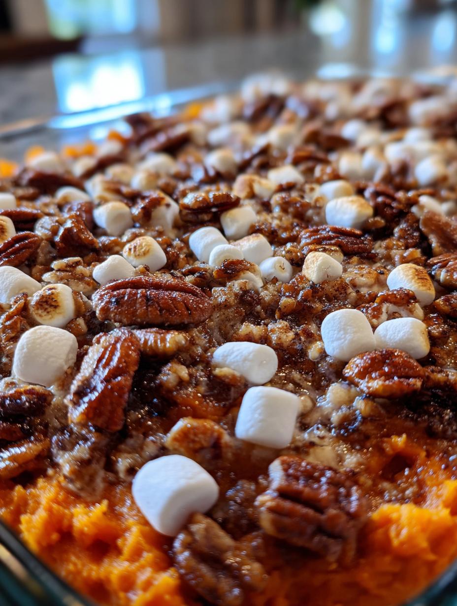 sweet potato casserole with pecans - detail 1