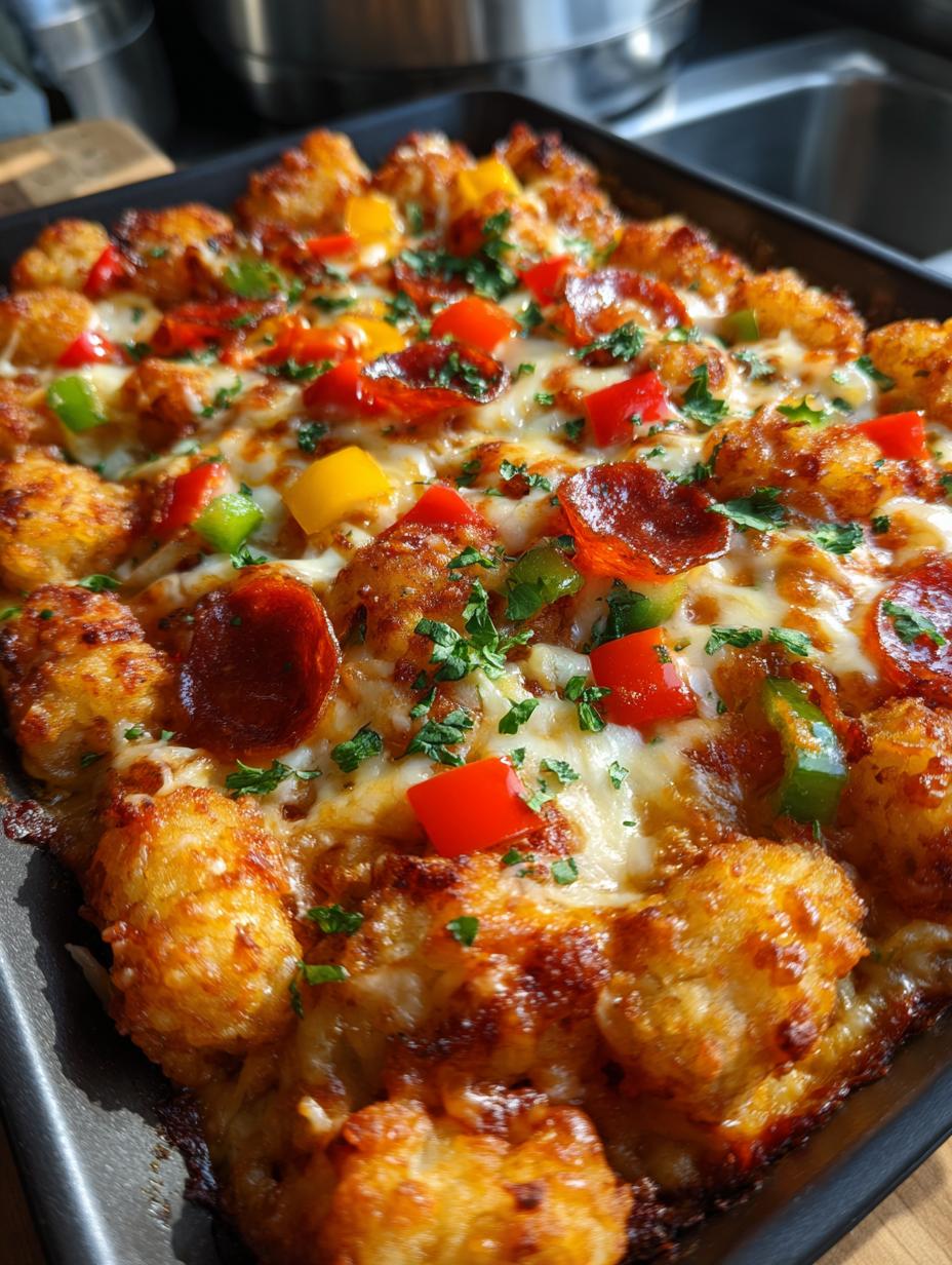 tator tot pizza bake - detail 1