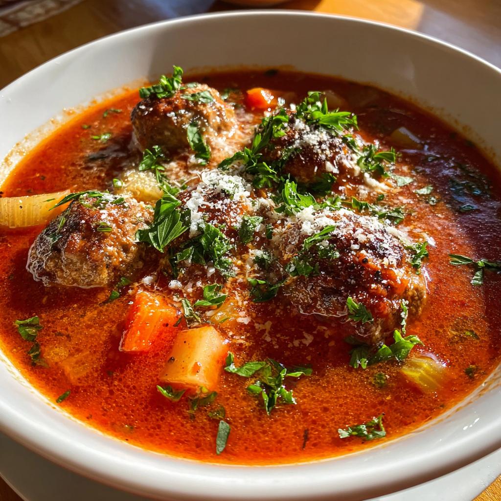 tomato meatball soup - detail 1