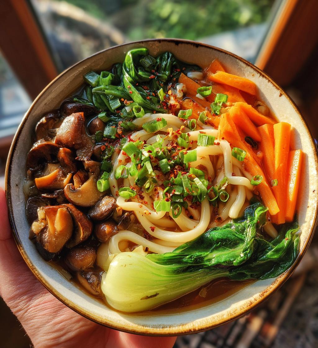 vegetarian udon soup - detail 1