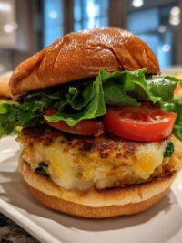 white cheddar and spinach chicken burgers
