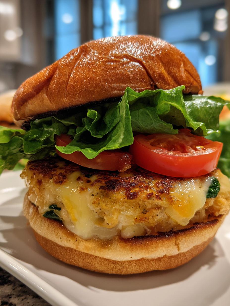 white cheddar and spinach chicken burgers