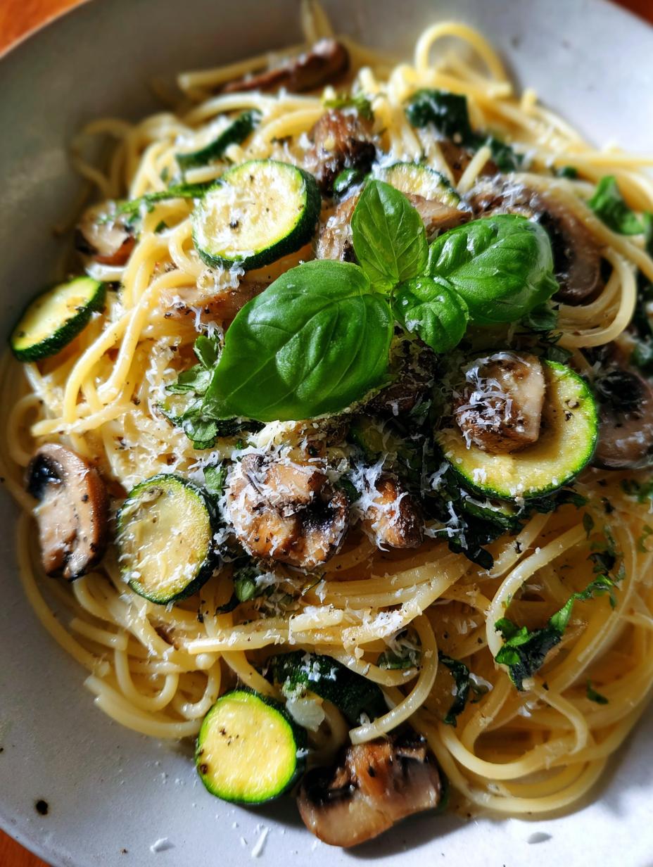 zucchini mushroom pasta - detail 1