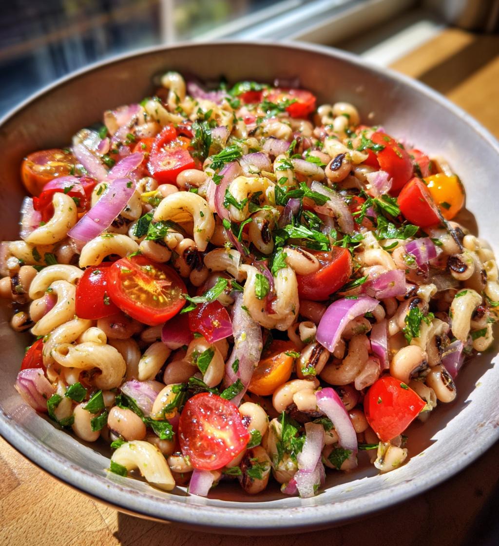 black eyed pea pasta salad