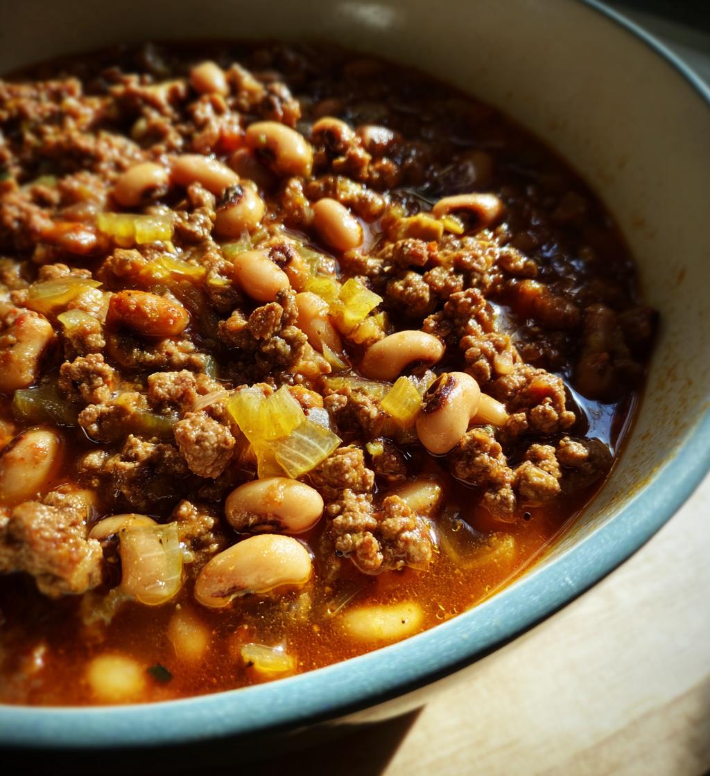 black eyed peas and ground beef