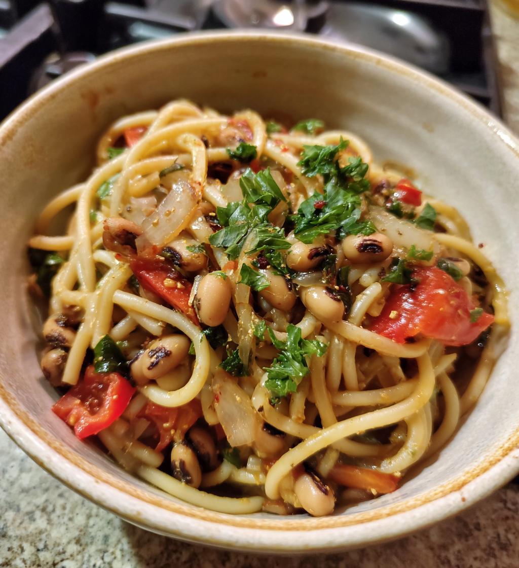 black eyed peas and pasta
