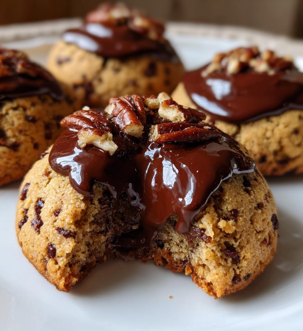 chocolate pecan thumbprint cookies