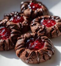chocolate raspberry thumbprint cookies