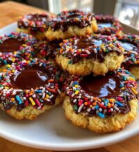 chocolate sprinkle thumbprint cookies