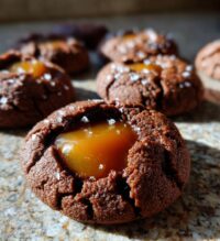 chocolate thumbprint with carmel