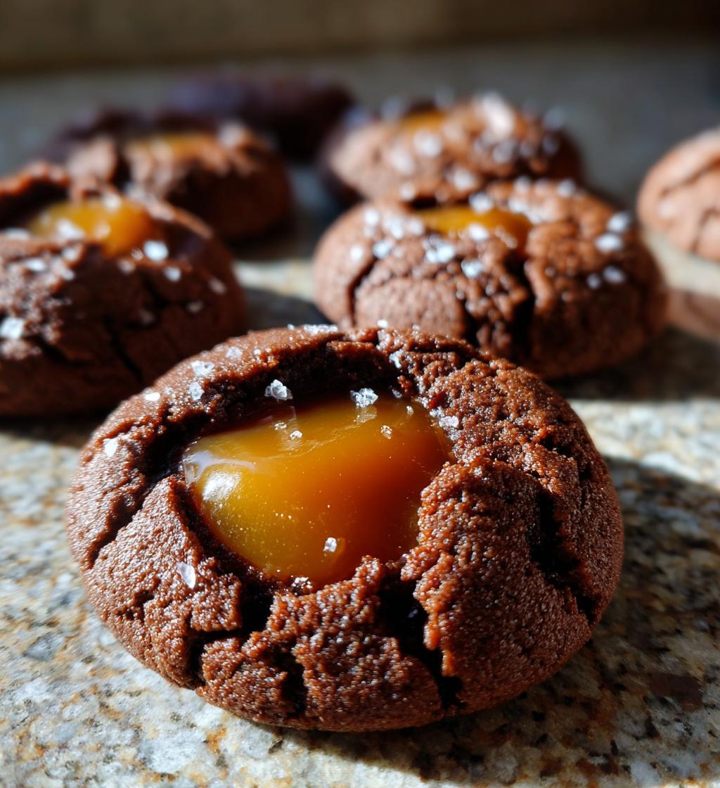 chocolate thumbprint with carmel