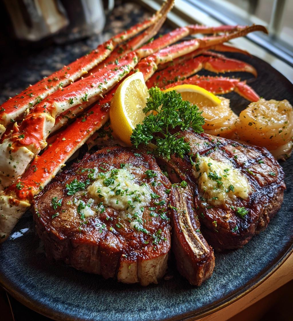 crab legs and steak dinner