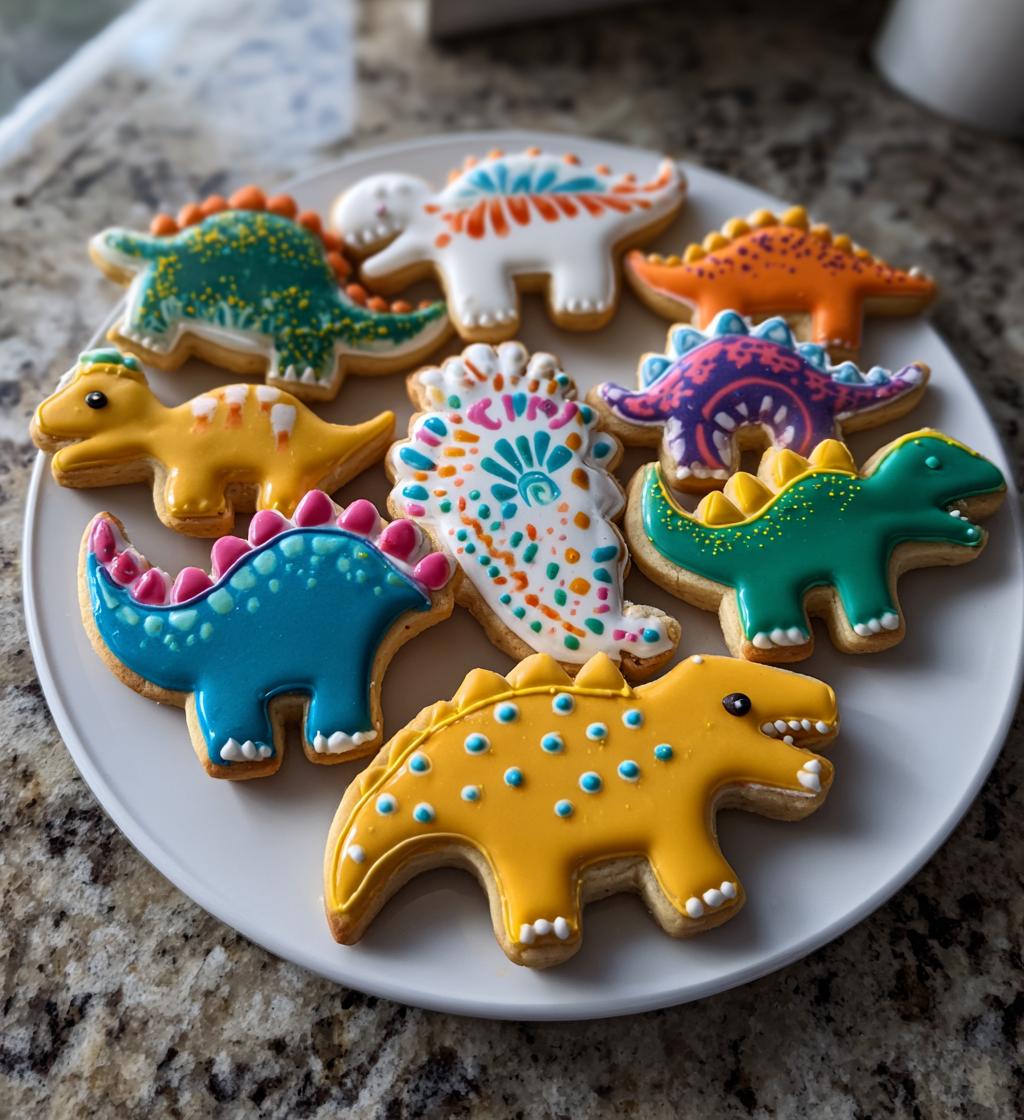 dinosaur royal icing cookies
