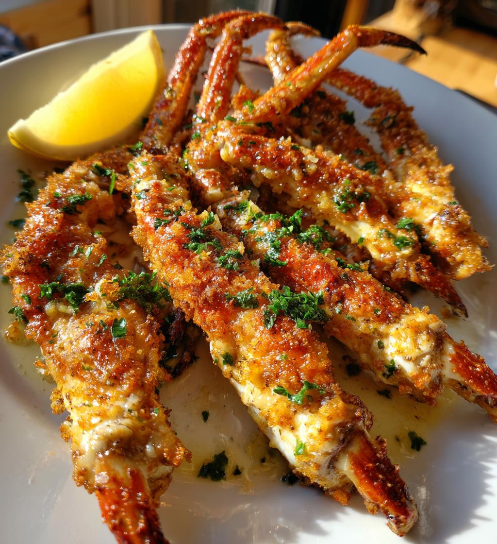 fried king crab legs with garlic butter