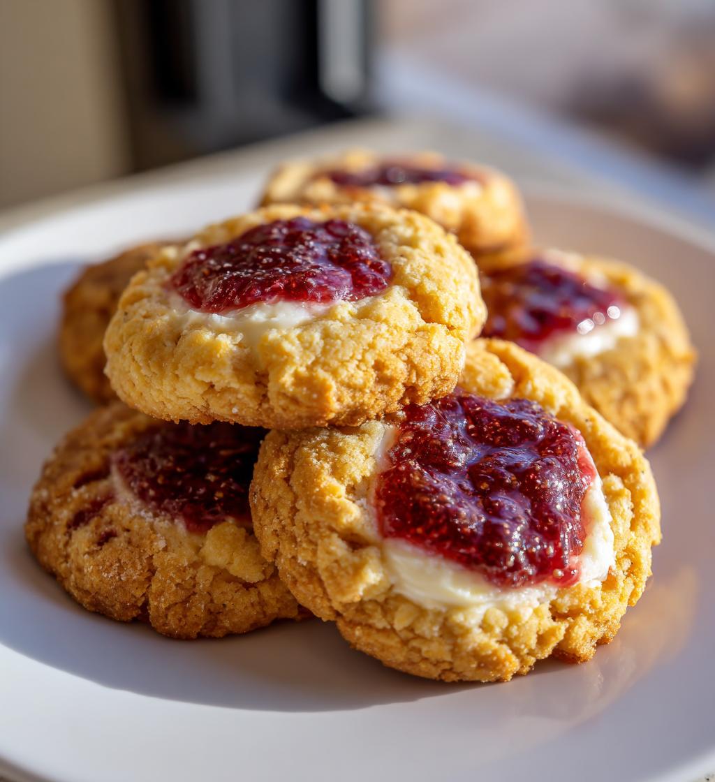 raspberry cheesecake thumbprint cookies
