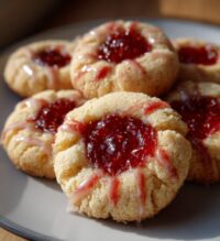 raspberry thumbprint cookies with lemon glaze