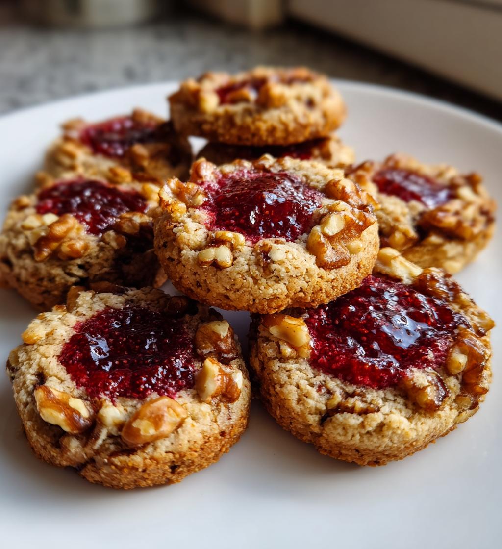 raspberry walnut thumbprint cookies