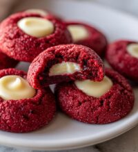 red velvet thumbprint cookies
