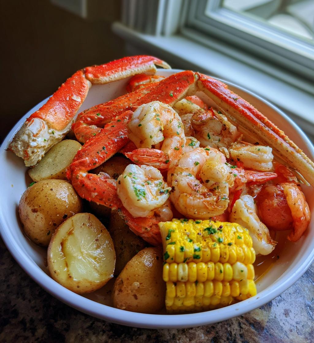 seafood boil with crab legs and shrimp
