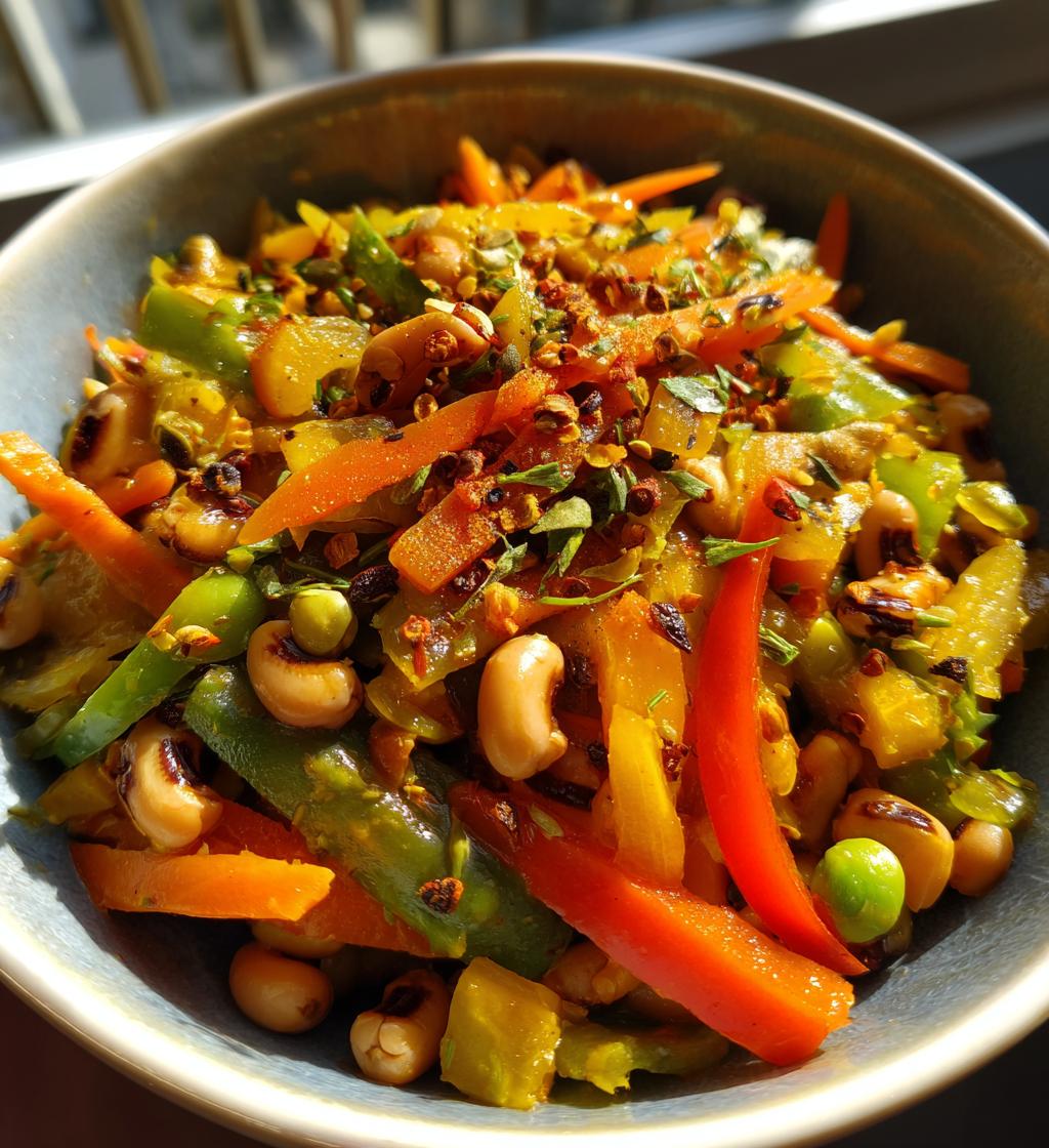 vegetable and black-eyed peas dish